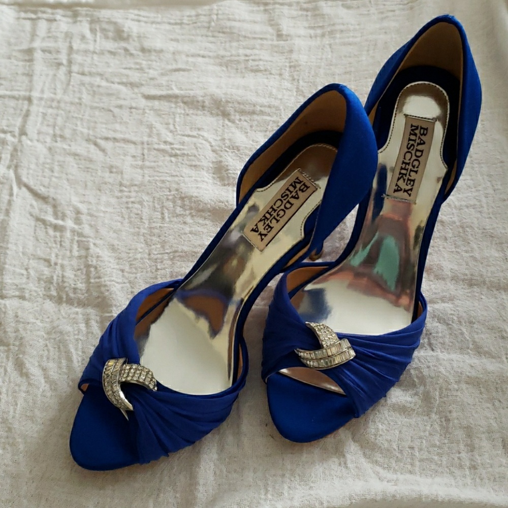Blue rhinestone heels
